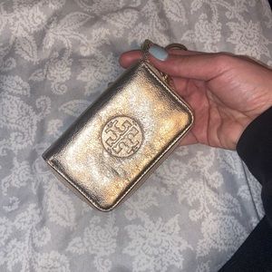 Gold Tory Burch Card Wallet